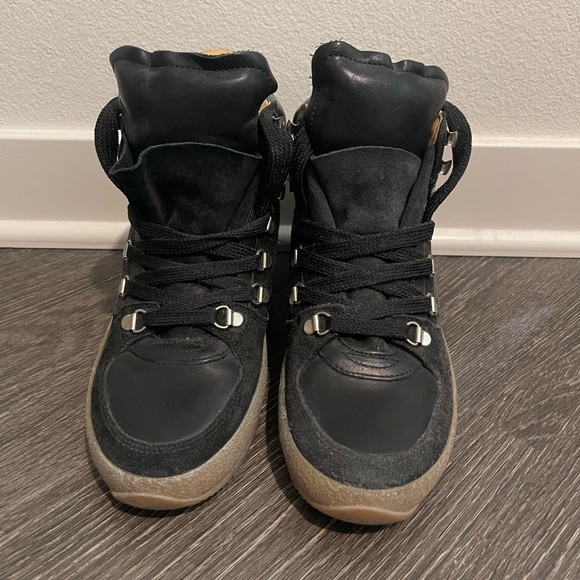 Size 38 Isabel Marant Gray High-Top Laced Sneakers with Gum-bottom - Picture 4 of 5